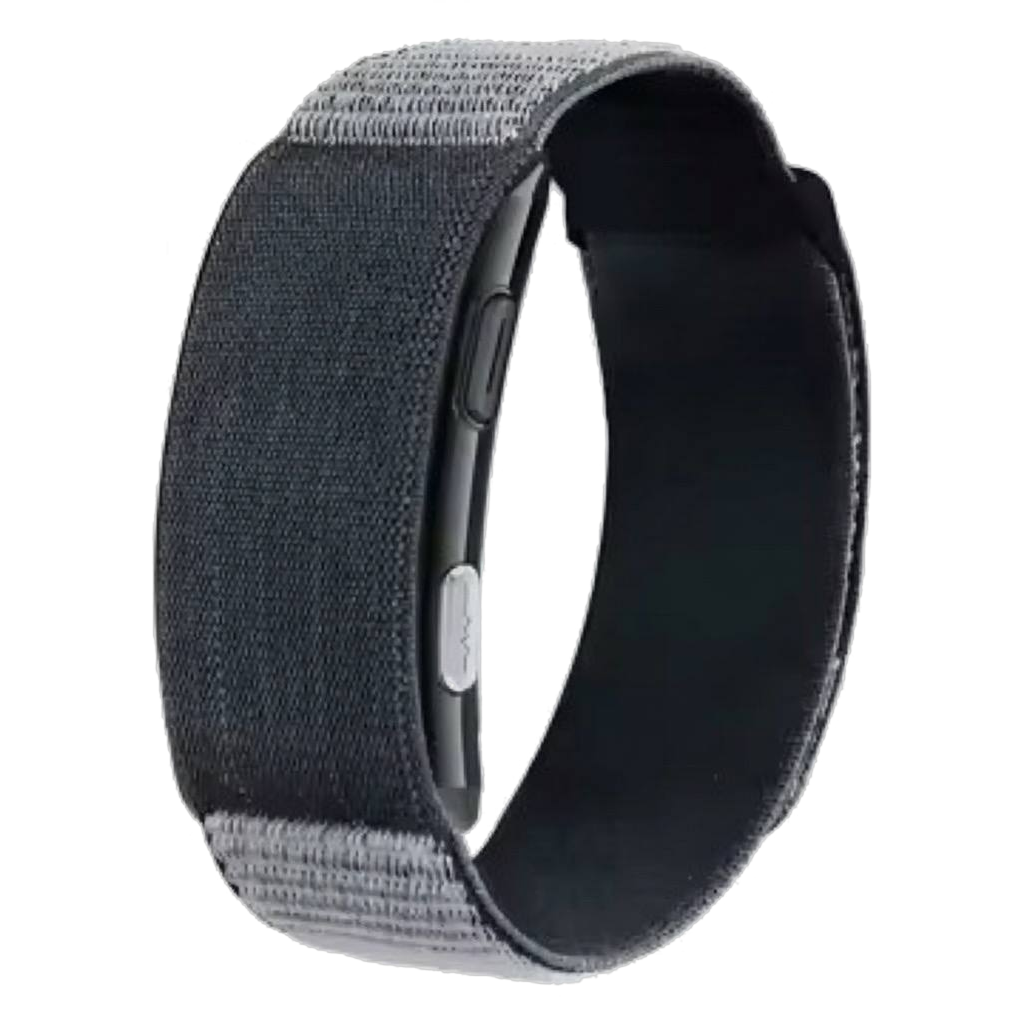 Bracciale Senses nero in tessuto, vista tre quarti