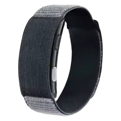 Bracciale Senses nero in tessuto, vista tre quarti