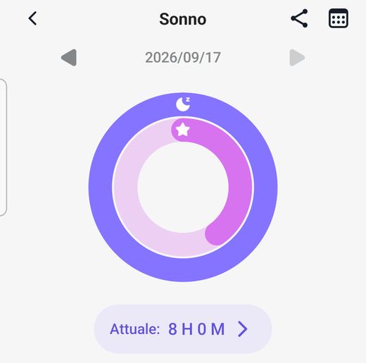 Schermata dell'app inclusa: il sonno della notte
